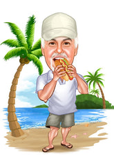 Rejse tema24 (1 person) - karikaturtegning efter dine fotos - Just Karikatur