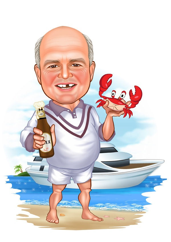 Rejse tema23 (1 person) - karikaturtegning efter dine fotos - Just Karikatur