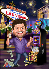 Rejse tema21 (1 person) - karikaturtegning efter dine fotos - Just Karikatur