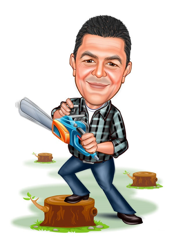 Arbejde & Erhverv tema74 (1 person) - karikaturtegning efter dine fotos - Just Karikatur