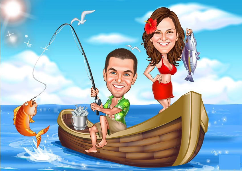 Par tema219 (2 personer) - karikaturtegning efter dine fotos - Just Karikatur