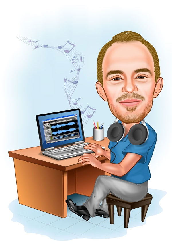 Arbejde & Erhverv tema69 (1 person) - karikaturtegning efter dine fotos - Just Karikatur