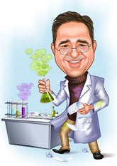 Arbejde & Erhverv tema62 (1 person) - karikaturtegning efter dine fotos - Just Karikatur