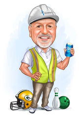 Arbejde & Erhverv tema44 (1 person) - karikaturtegning efter dine fotos - Just Karikatur