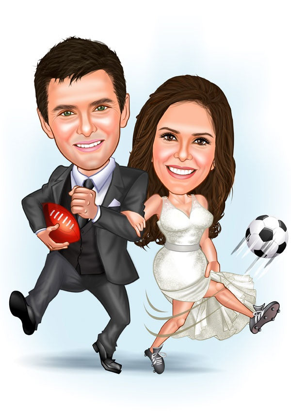 Par tema7 (2 personer) - karikaturtegning efter dine fotos - Just Karikatur