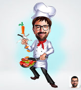 Kok tema (1 person) - karikaturtegning efter dine fotos - Just Karikatur