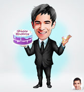 Fødselsdags tema2 (1 person) - karikaturtegning efter dine fotos - Just Karikatur