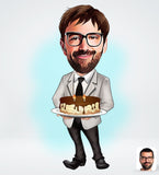 Fødselsdags tema4 (1 person) - karikaturtegning efter dine fotos - Just Karikatur