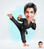 Karate tema1 (1 person) - karikaturtegning efter dine fotos - Just Karikatur