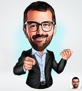 Hey you tema (1 person) - karikaturtegning efter dine fotos - Just Karikatur