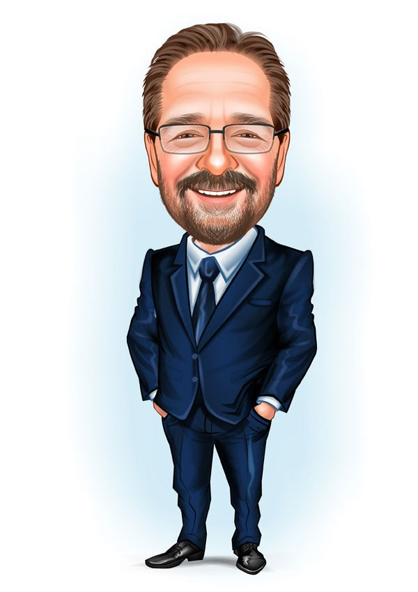 Virksomhed tema65 (1 person) - karikaturtegning efter dine fotos - Just Karikatur