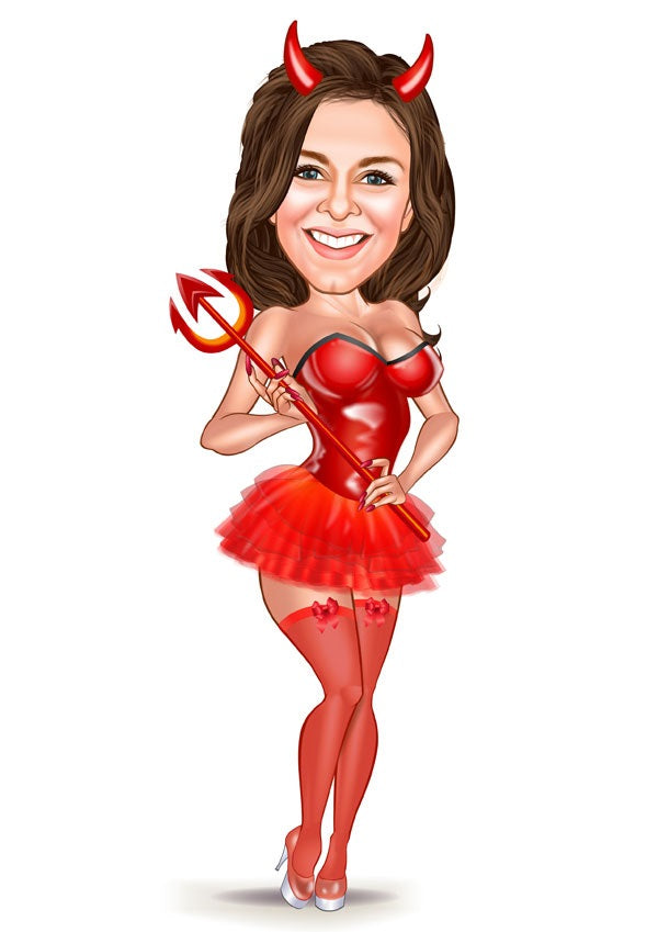 Til hende tema55 (1 person) - karikaturtegning efter dine fotos - Just Karikatur