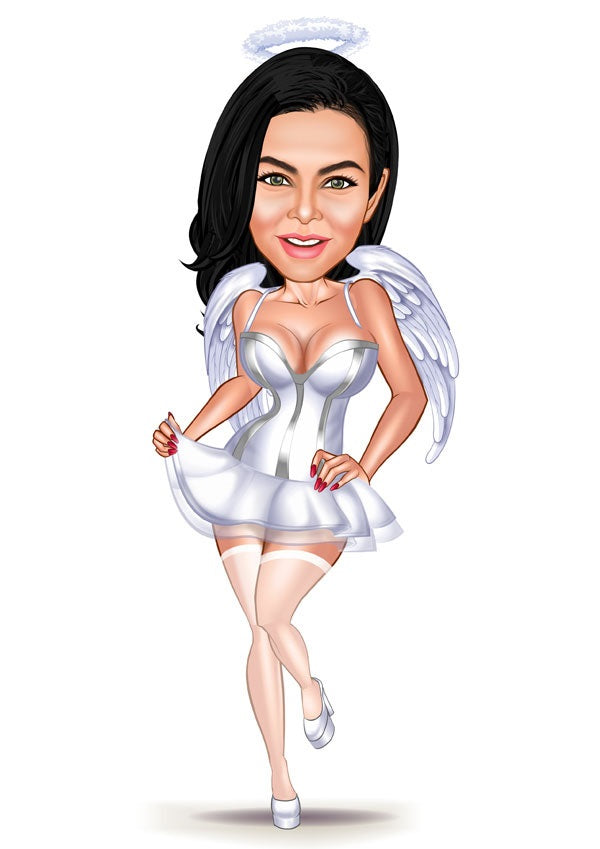 Til hende tema54 (1 person) - karikaturtegning efter dine fotos - Just Karikatur