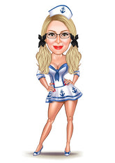 Til hende tema53 (1 person) - karikaturtegning efter dine fotos - Just Karikatur