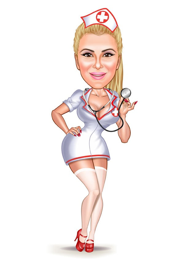 Til hende tema52 (1 person) - karikaturtegning efter dine fotos - Just Karikatur