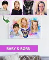 Baby & Børn - Vandmaleri efter dine fotos - Just Karikatur