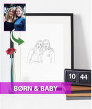Baby & børn - line art tegning efter dine fotos - Just Karikatur