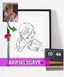 Barselsgave - line art tegning efter dine fotos - Just Karikatur