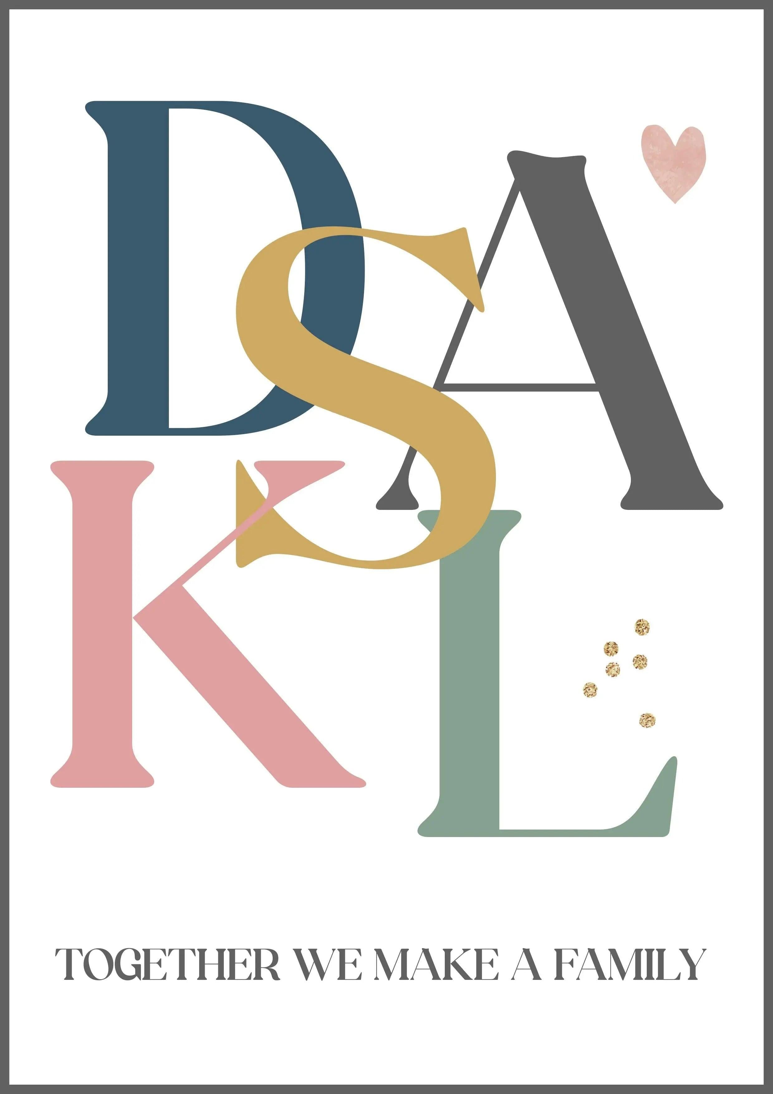 Bogstavsplakat - Med 5 bogstaver - Just Karikatur