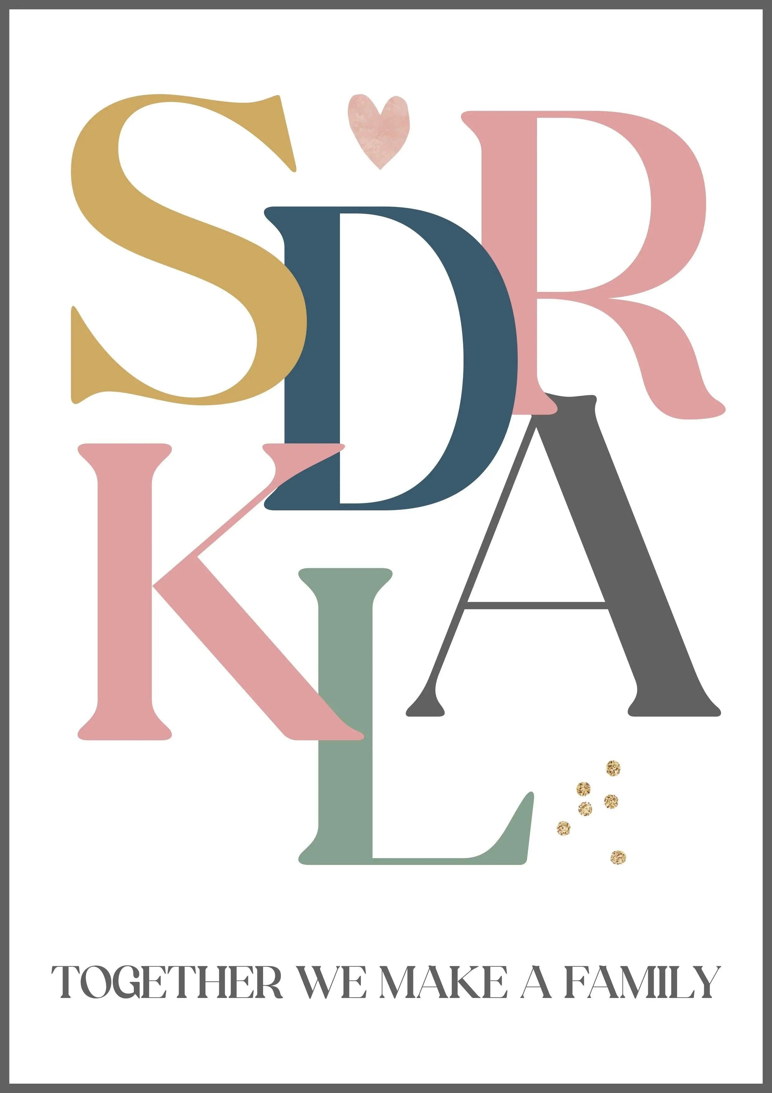 Bogstavsplakat - Med 6 bogstaver - Just Karikatur