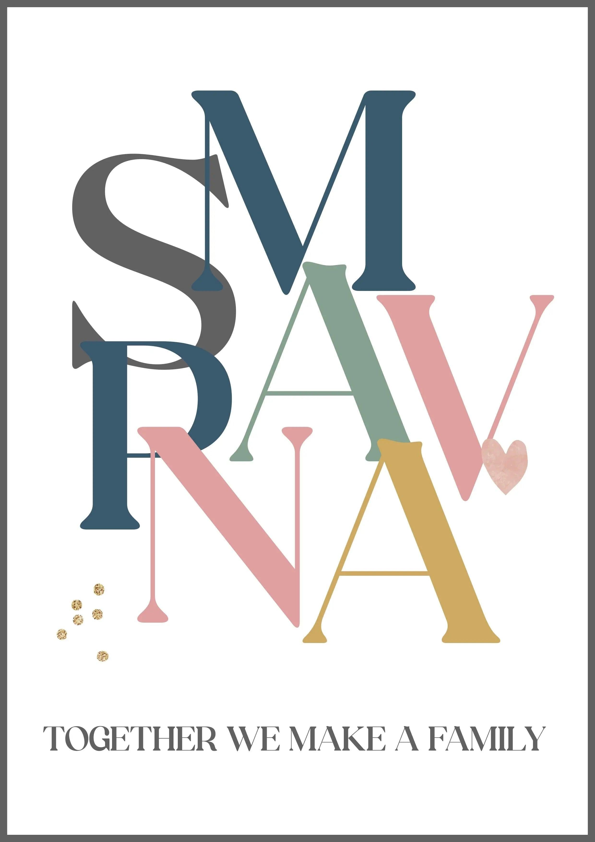 Bogstavsplakat - Med 7 bogstaver - Just Karikatur