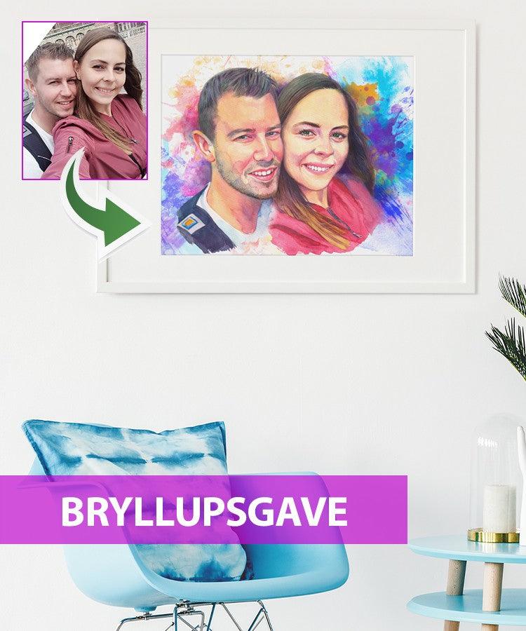 Bryllupsgave - Vandmaleri efter dine fotos - Just Karikatur