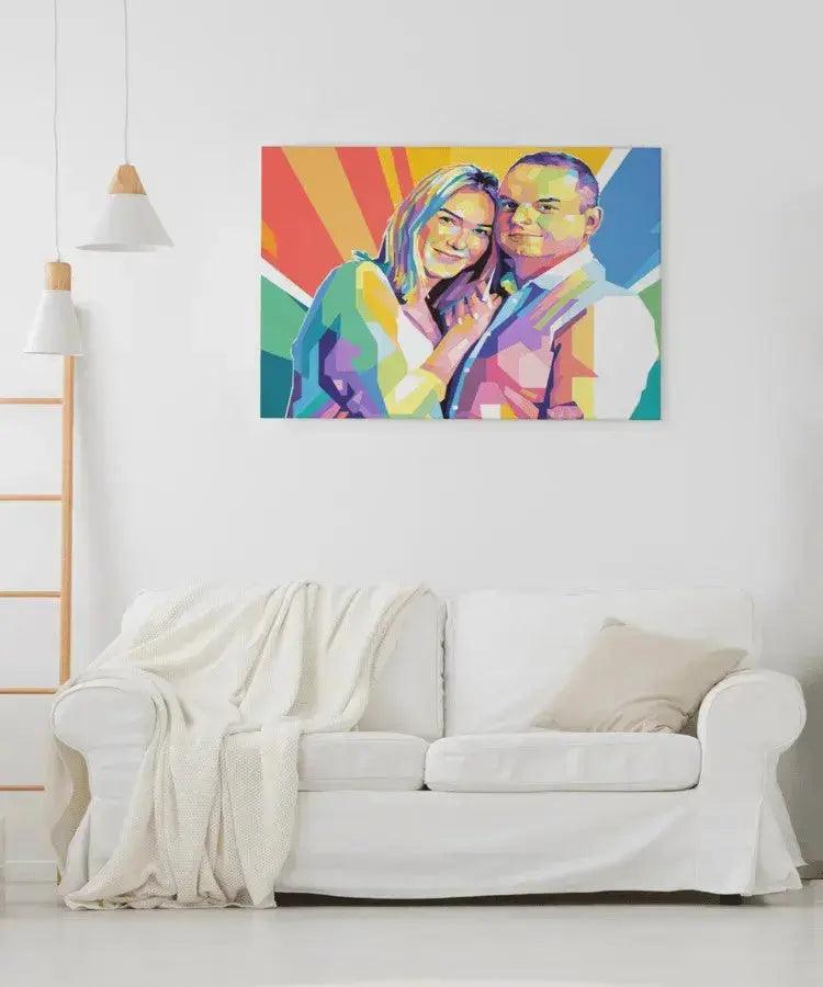 Bryllupsgave - pop art tegning efter dine fotos - Just Karikatur