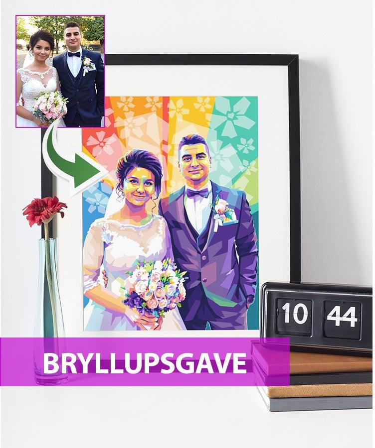 Bryllupsgave - pop art tegning efter dine fotos - Just Karikatur