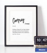 Camping definition plakat - Just Karikatur