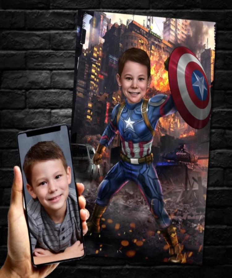 Captain America - karikaturtegning efter dine fotos - Just Karikatur