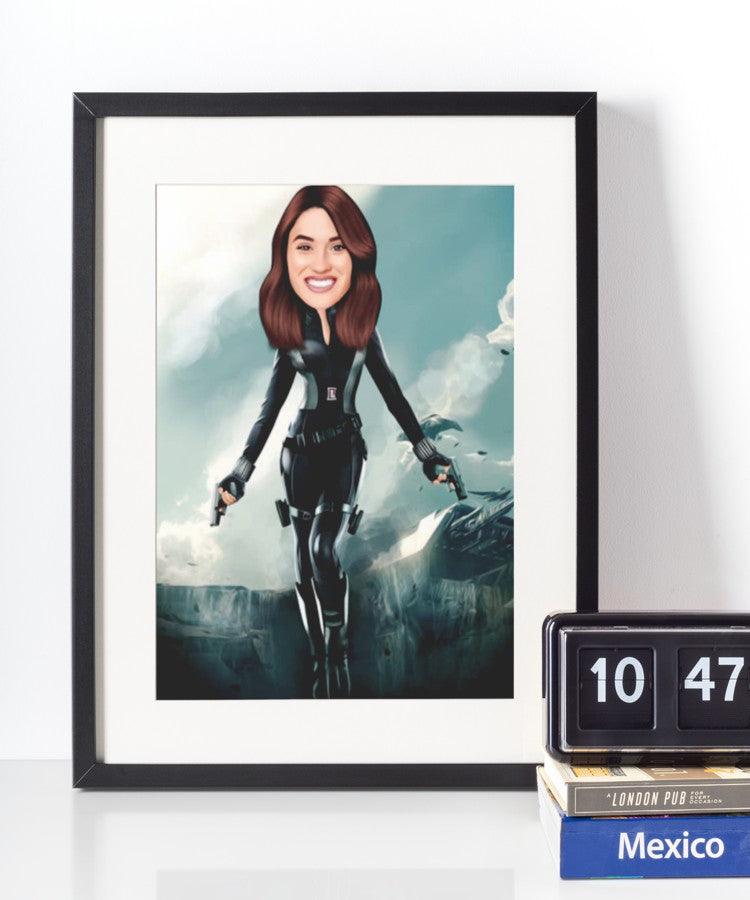 Cat Woman - karikaturtegning efter dine fotos - Just Karikatur