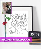 Diamantbryllupsgave - line art tegning efter dine fotos - Just Karikatur