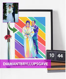 Diamantbryllupsgave - pop art tegning efter dine fotos - Just Karikatur
