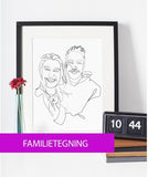 Familietegning - line art tegning efter dine fotos - Just Karikatur