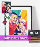 Fars dags gave - pop art tegning efter dine fotos - Just Karikatur