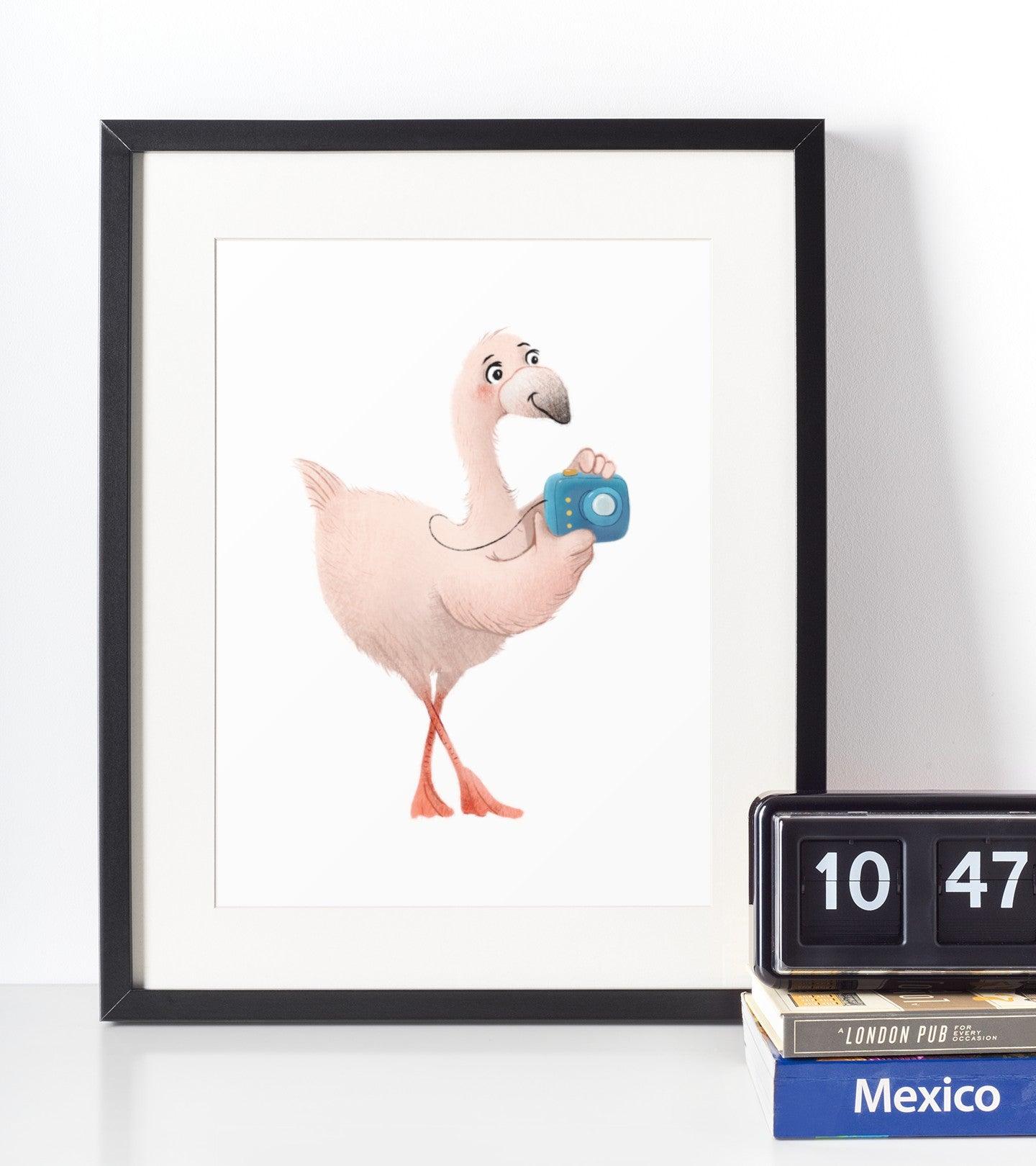 Flamingo - Børneplakat - Just Karikatur