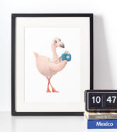 Flamingo - Børneplakat - Just Karikatur