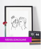 Fødselsdagsgave - line art tegning efter dine fotos - Just Karikatur