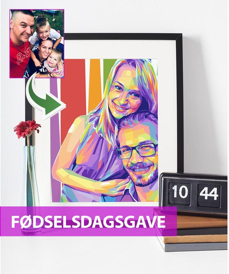 Fødselsdagsgave - pop art tegning efter dine fotos - Just Karikatur