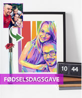Fødselsdagsgave - pop art tegning efter dine fotos - Just Karikatur