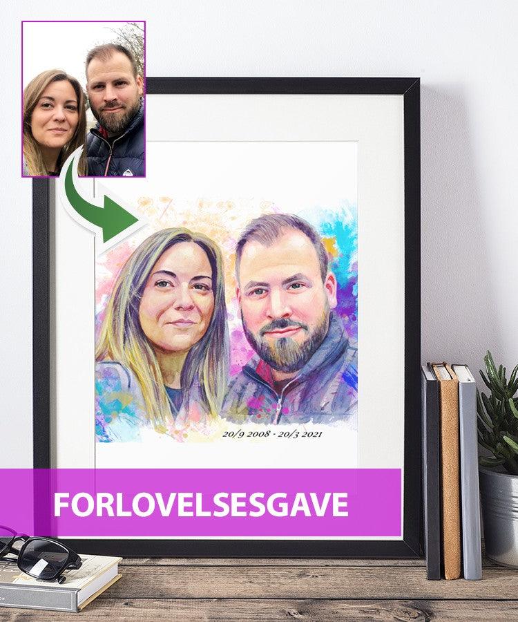 Forlovelsesgave - Vandmaleri efter dine fotos - Just Karikatur
