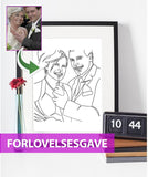 Forlovelsesgave - line art tegning efter dine fotos - Just Karikatur