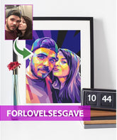 Forlovelsesgave - pop art tegning efter dine fotos - Just Karikatur