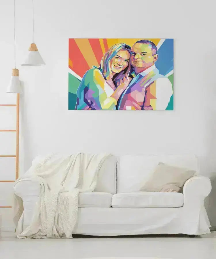 Gave til ham eller hende - pop art tegning efter dine fotos - Just Karikatur