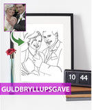 Guldbryllupsgave - line art tegning efter dine fotos - Just Karikatur