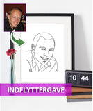Indflyttergave - line art tegning efter dine fotos - Just Karikatur