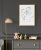 Jubilæumsgave - line art tegning efter dine fotos - Just Karikatur