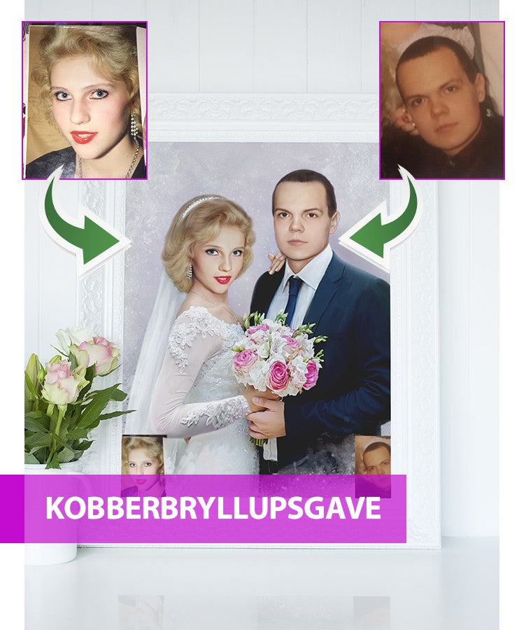 Kobberbryllupsgave - Dream portræt efter dine fotos - Just Karikatur