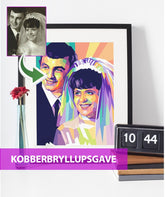 Kobberbryllupsgave - pop art tegning efter dine fotos - Just Karikatur
