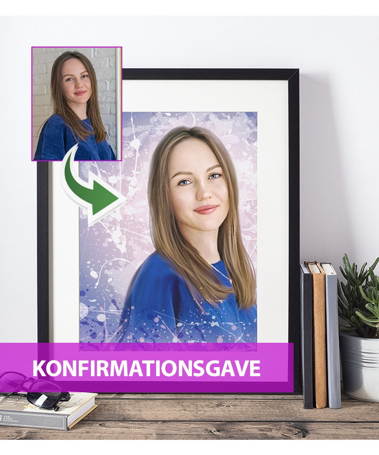 Konfirmationsgave - Dream portræt efter dine fotos - Just Karikatur